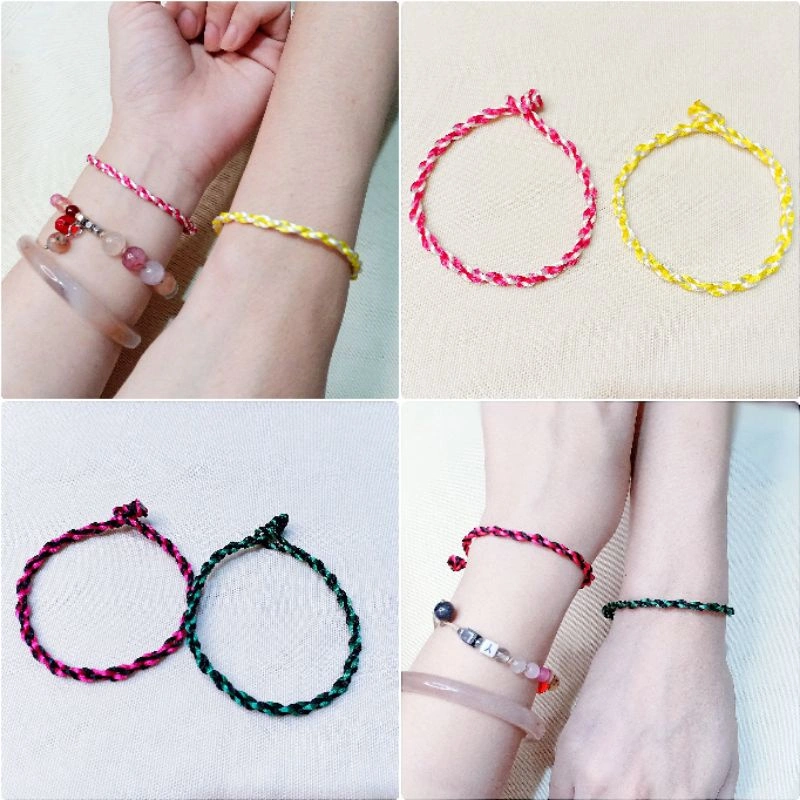Gelang Tali Satin High Quality Tahan Air Unisex Gelang Couple Simple Kombinasi warna Custom Gelang Tangan Murah Meriah CQ