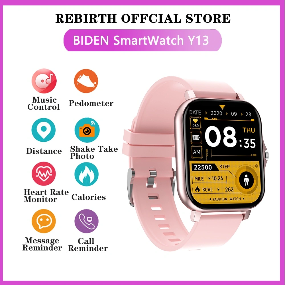 BIDEN SmartWatch Y13 Wanita/Pria Remote Camera Music Call Reminder Pedometer Heart Rate Monitor Jam Tangan Pintar