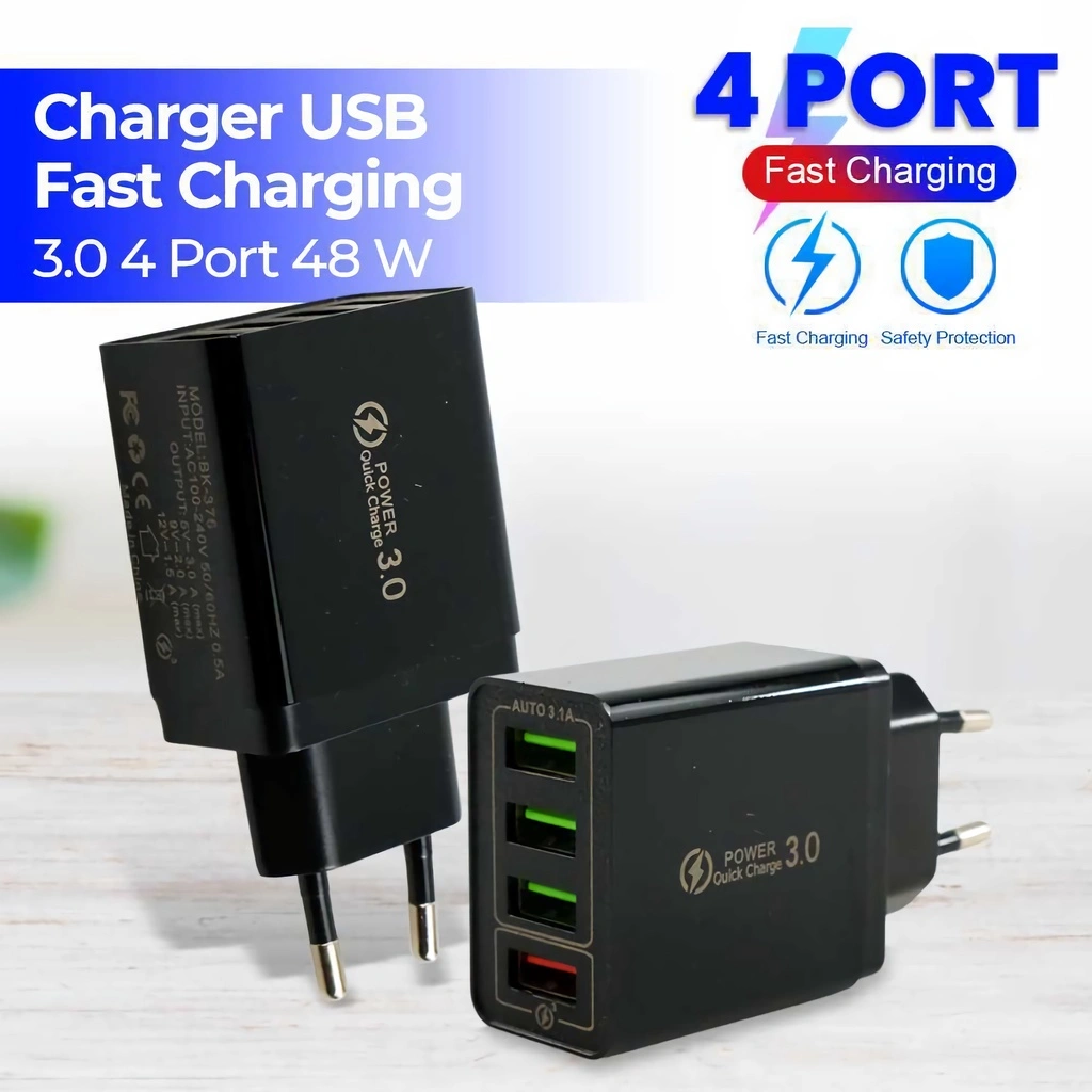 APEN Charger USB Fast Charging QC3.0 4 Port 48W || Kepala Cas Handphone Barang Unik Murah Lucu - BK-376