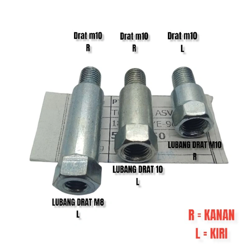 Baut sambungan sepion spion drat kanan drat kiri baut 12 baut 14 m10 m8 panjang pendek universl peninggi kaca spion