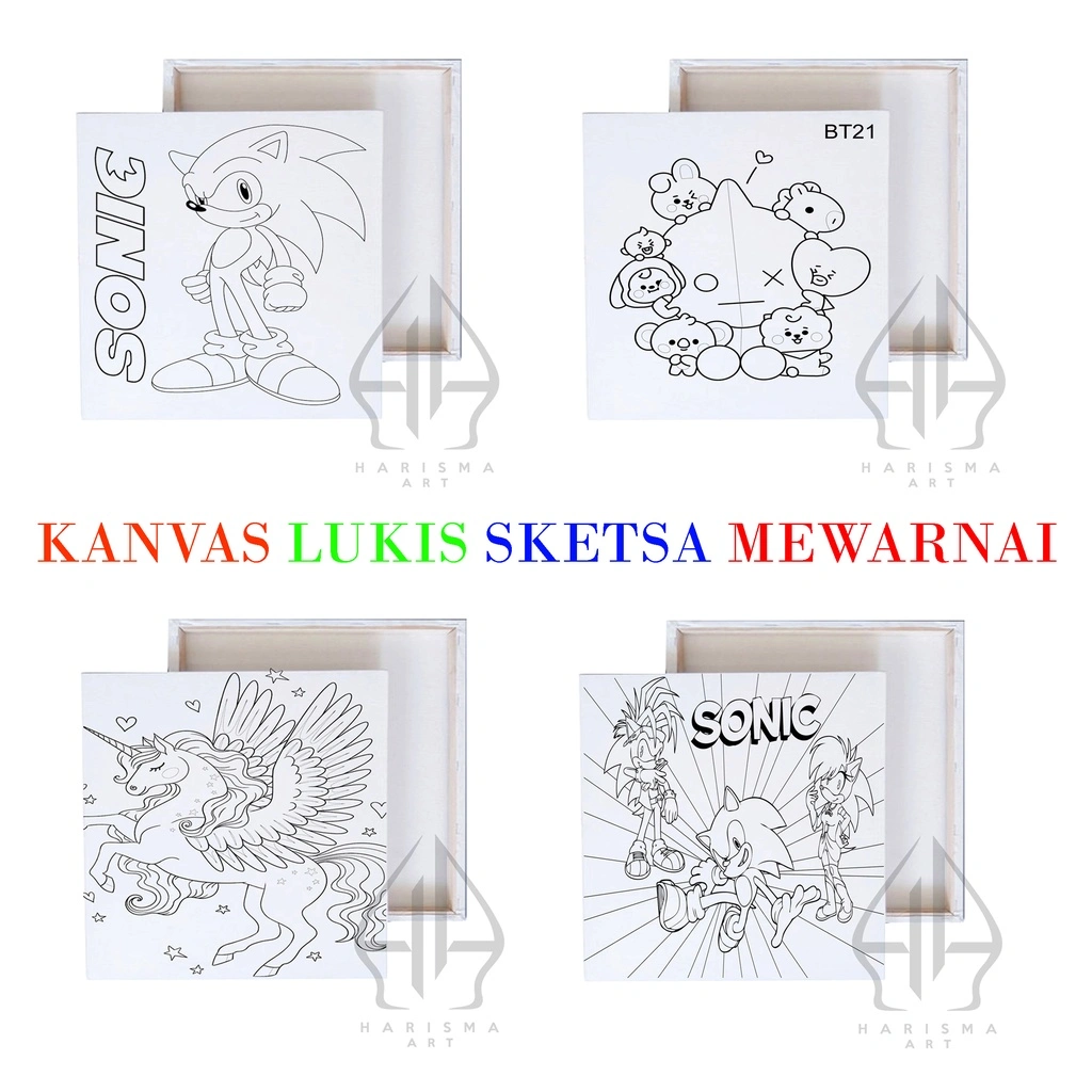 Kanvas Lukis Sketsa Berkualitas 20x20 cm || Kanvas Sketsa Mewarnai