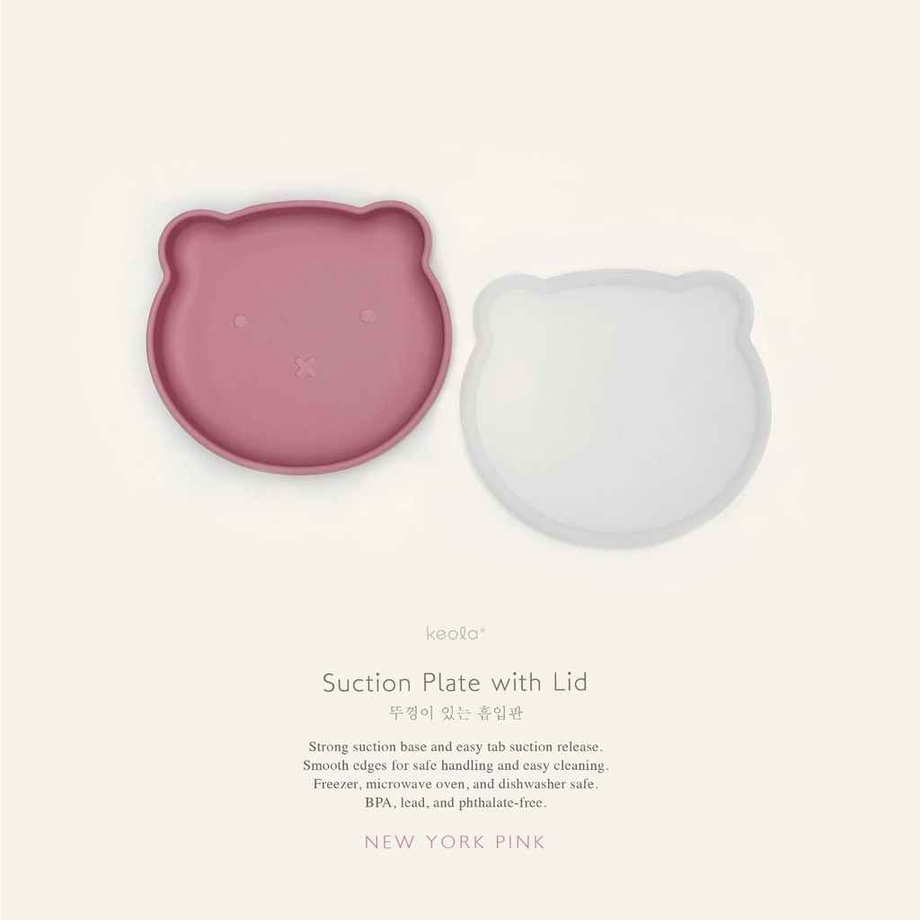 KEOLA - Suction Bear Plate With LID| Piring Tempat Makan Anak Silicone Food Grade | Mpasi Anak  Premium Silicone