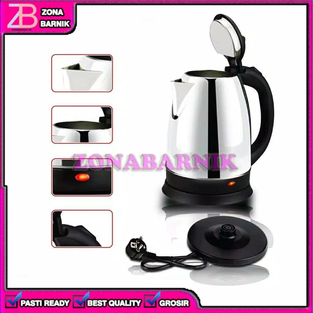 [ZB] TEKO KETEL KETTLE LISTRIK ELEKTRIK PEMANAS AIR WATER HEATER STAINLESS 2 LITER HIGH QUALITY