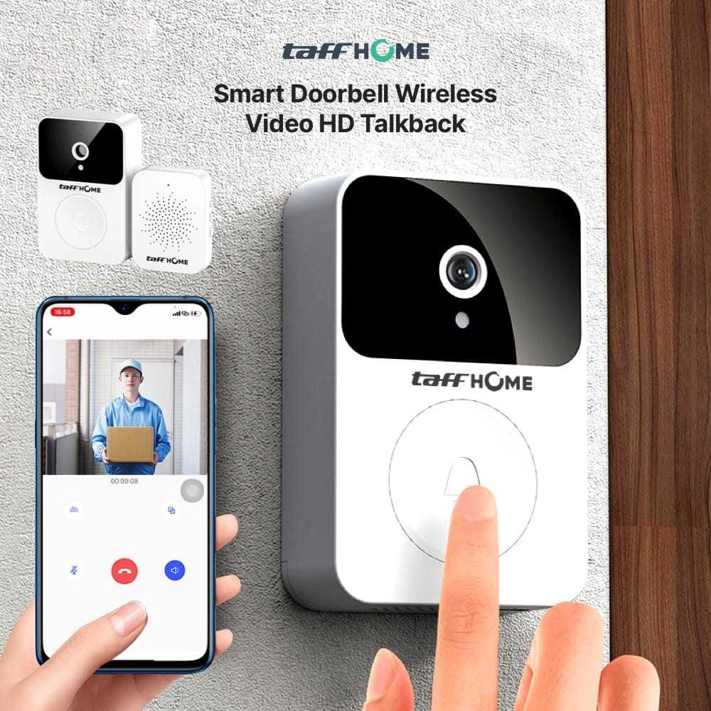 TaffHOME Bel + CCTV X9 Rumah Smart Doorbell Wireless Video HD Kamera Alarm Talkback Bell Pintu Kantor Smartphone Android HP