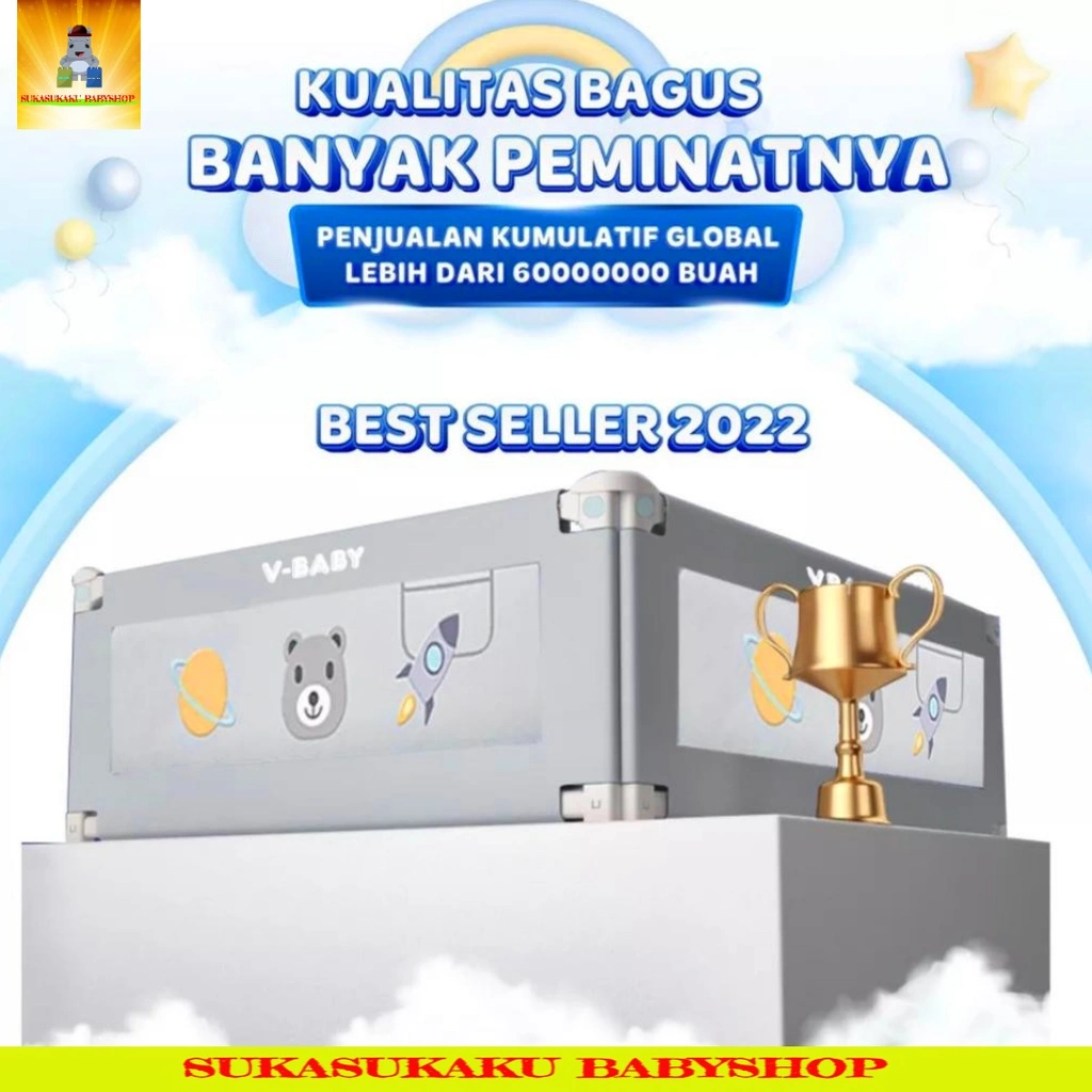 V BABY Baby Bed Guard/Baby Bedrail Pagar Pengaman Kasur Tempat Tidur N1 Kuat Kwalitas Bagus