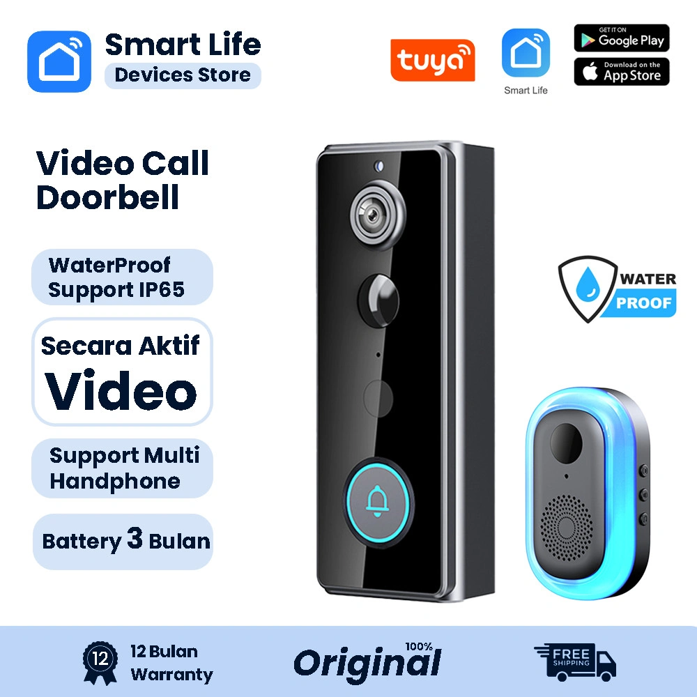 DOORBELL M18S Rumah Wireless DoorBell Kontrol Ponsel Bel pintu visual WIFI Smart Doorbell Camera SmartLife