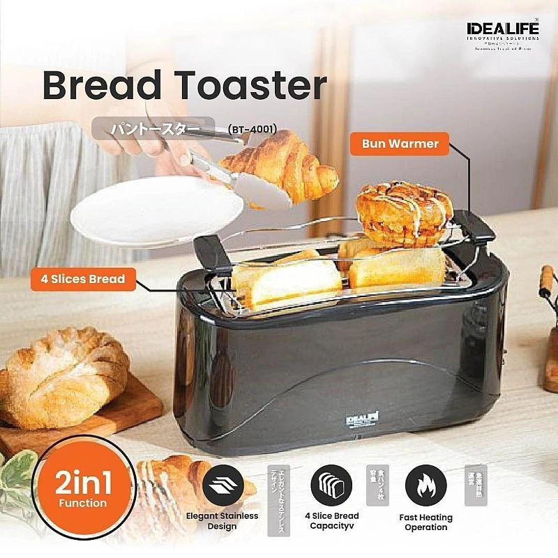IDEALIFE - Toaster – Pemanggang Roti - 4 slice - BT-4001