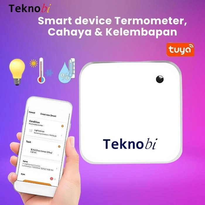 Teknobi Smart Home Device Tuya Termometer Cahaya & Kelembapan Kontrol Otomatis