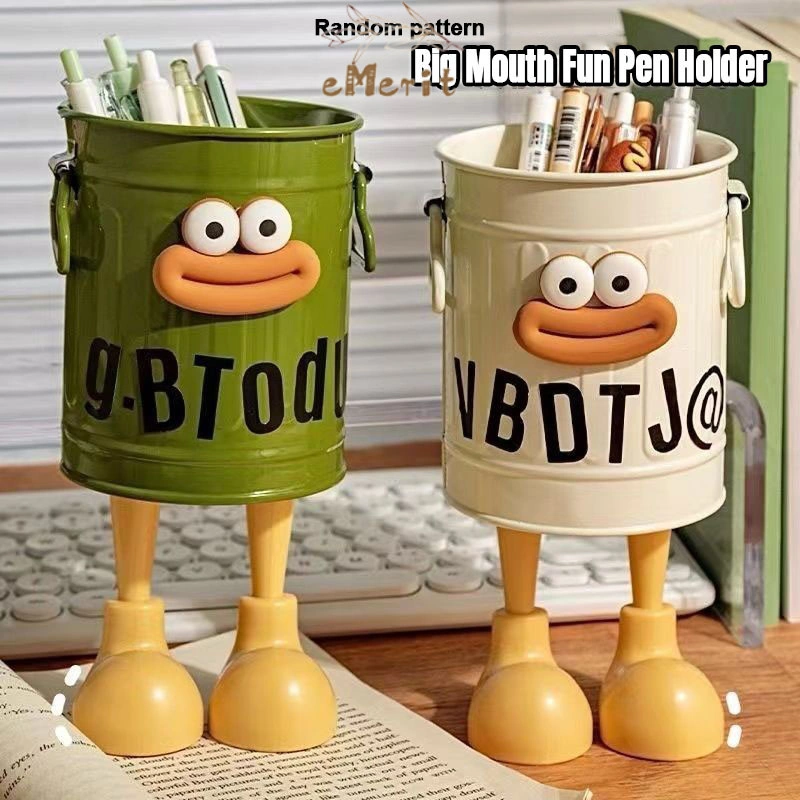 Tempat Pensil Bucket Pen Holder Ember Retro Desk Organizer Tong Plastik Tempat Pen Alat Tulis