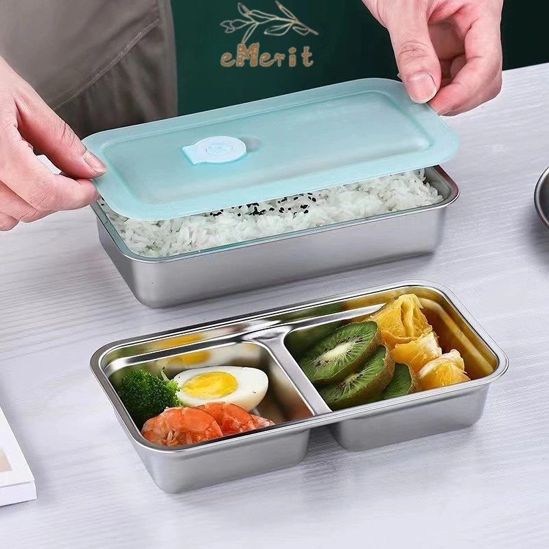 Kotak Makanan Lunch Box Stainless Sus304 Tebal 2 Sekat Tutup Anti Tumpah Seal Katup Food Grade