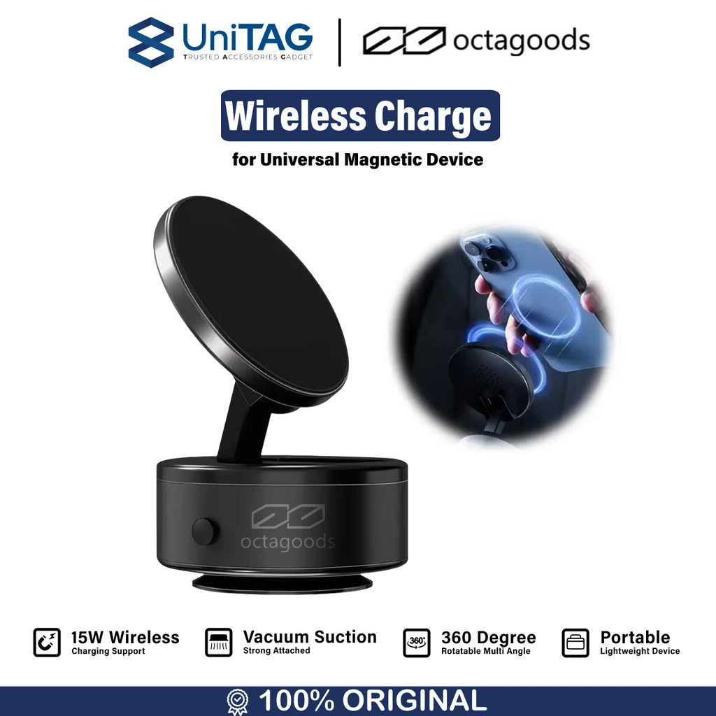 Phone Holder Stand Magnetic Magsafe + Wireless Charger Octagoods iPhone Samsung by UniTAG