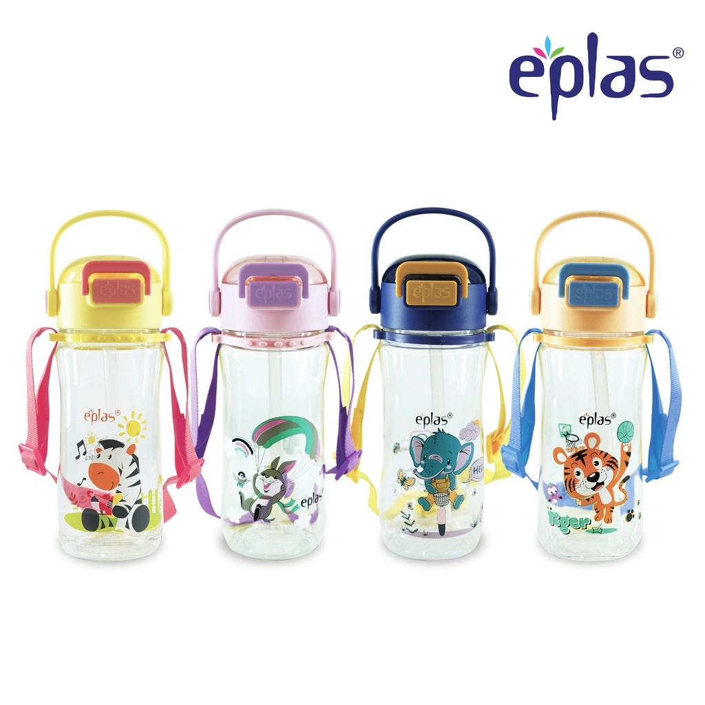 EPLAS Kids Botol Minum Anak Tritan Dengan Sedotan, Strip Dapat Dilepas, Bebas BPA (580ml) EGBR-580