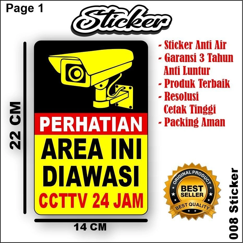 Stiker Pantauan CCTV 24 Jam / Sticker CCTV 24 Jam / Stiker Label CCTV