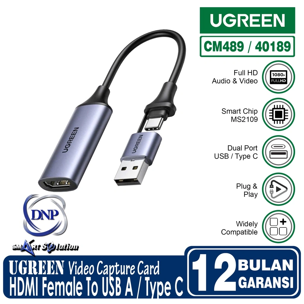 Video Capture Card HDMI UGREEN HD 4K 60Hz Mac Windows Android 40189 - 40189 2In-1