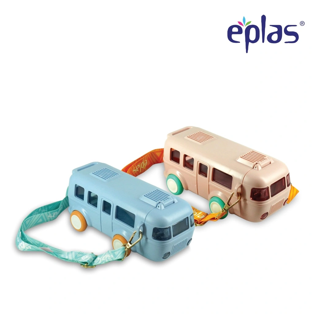 EPLAS Baby Water Bus / Botol Minum Anak Karakter Bus Dengan Sedotan, Portable Push Button, 500ml EBUS-500