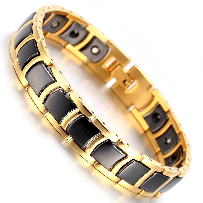 Asli Asli Keramik Stainless Steel Gelang Pria Magnetik Gelang Perhiasan Fashion Hadiah Ulang Tahun Pria