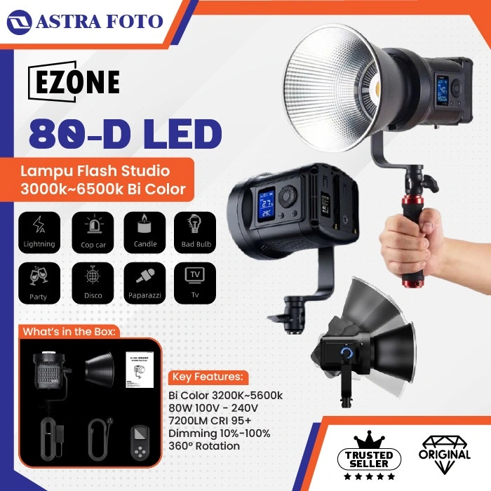 EZONE SK-80DB LED Video Lighting 80W Bi Color Lampu Studio 3000K-6500K SK80DB