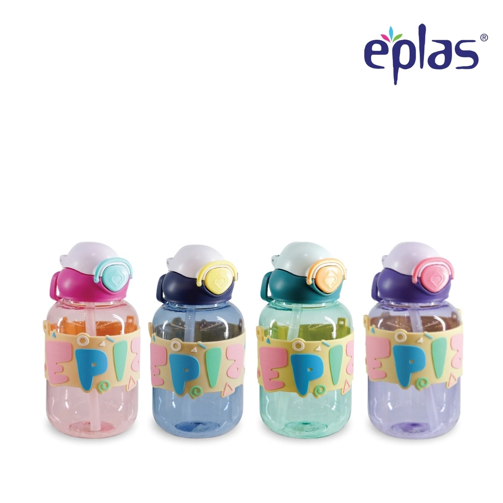 EPLAS Botol Minum Anak Tritan dengan Sedotan & Tali Silikon, Kunci Pengaman Tombol Tekan, 750ml EGBA-750