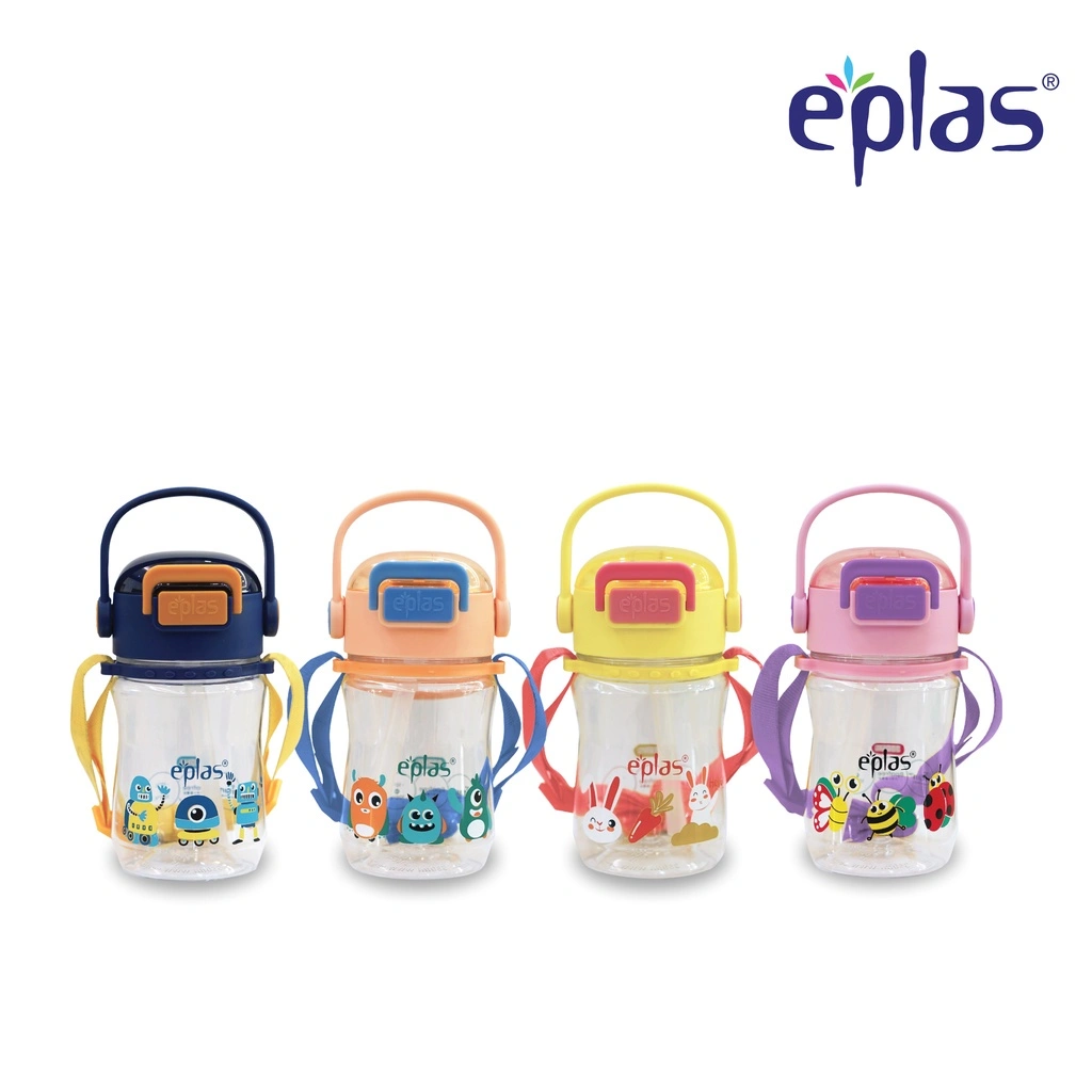EPLAS Kids Botol Minum Anak Tritan, Tombol Tekan, Sedotan, Strip Dapat Dilepas, Bebas BPA (380ml) EGBR-380