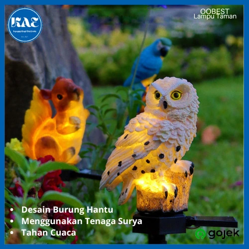 Lampu Taman Hias Burung Hantu Tenaga Matahari Oobest Solar Panel Waterproof IP 45 Tahan Cuaca