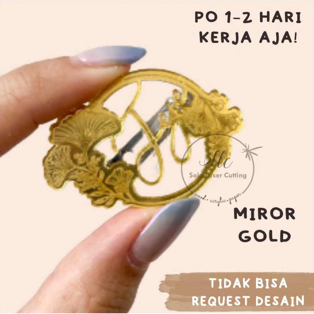 READY Broch NAMA AKRILIK RING GRAFIR BUNGA / BROSS HIJAB Nama akrilik warna custom nama termurah