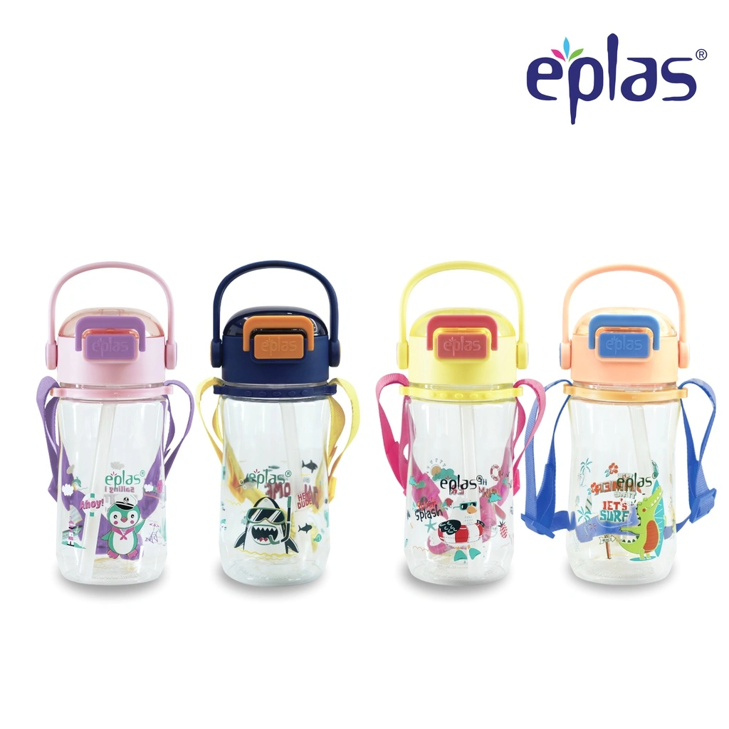 EPLAS Kids Botol Minum Anak Tritan, One Push, Sedotan, Strip Dapat Dilepas, Bebas BPA (480ml) EGBR-480