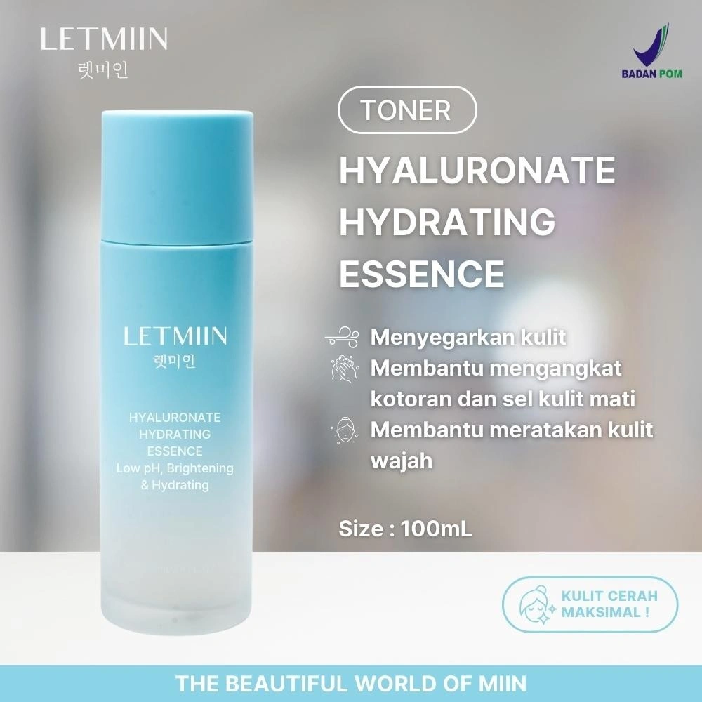 Letmiin Hyaluronate Hydrating Essence - Toner Niacinamide, Black Rice , AHA , dan Allantoin