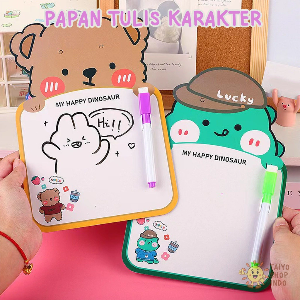 TAIYO Papan Tulis Karakter Gambar Whiteboard Spidol Wipeclean Drawing Draw White Board Marker ATK