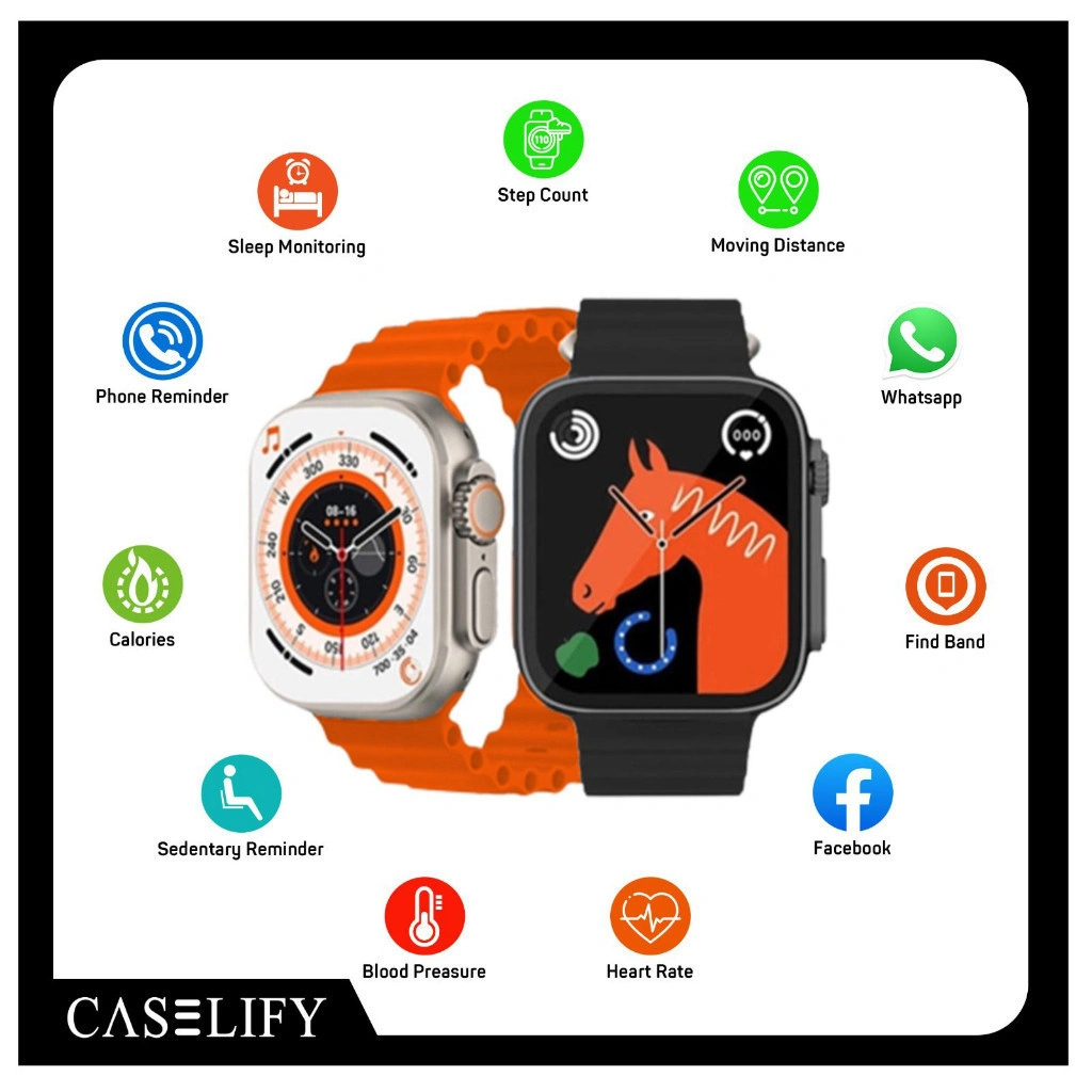 original smartwatch t800 ultra series 8 bisa buat android iphone dan semua tipe hp banyak fitur