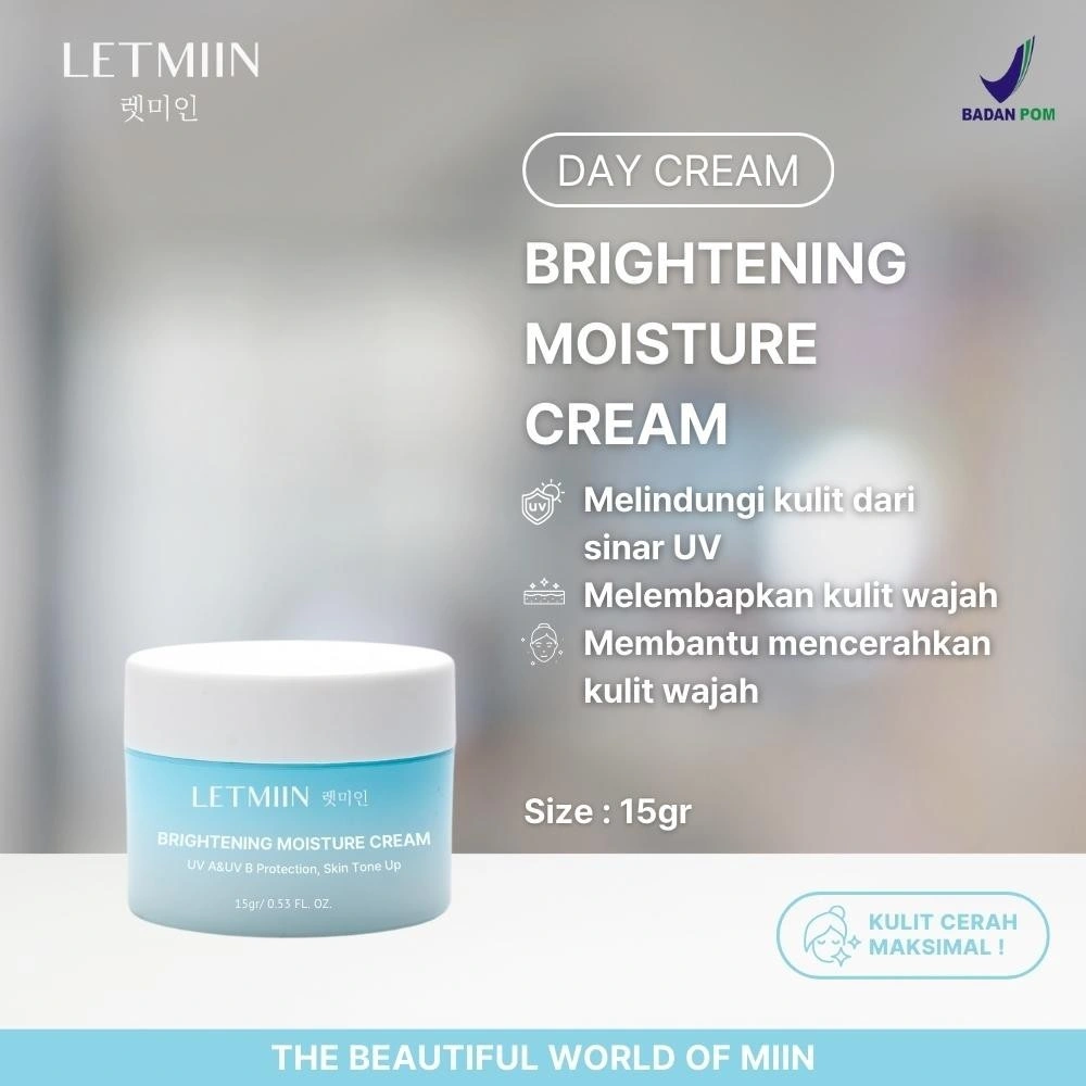 Letmiin Brightening Moisture Cream UV A & UV B Protection Skin - Pelembab Krim Pagi Xtra Cerah Dengan Kandungan Sunscreen