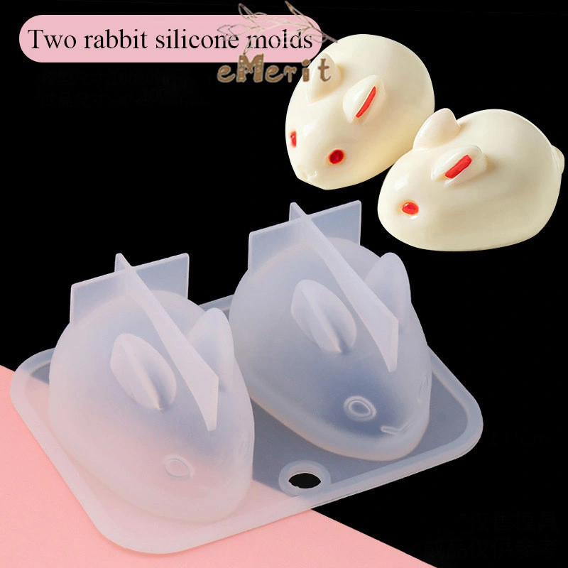 Cetakan Mousse Kelinci 3D Cetakan Silikon Kartun Lucu Cetakan Kue DIY eMerit