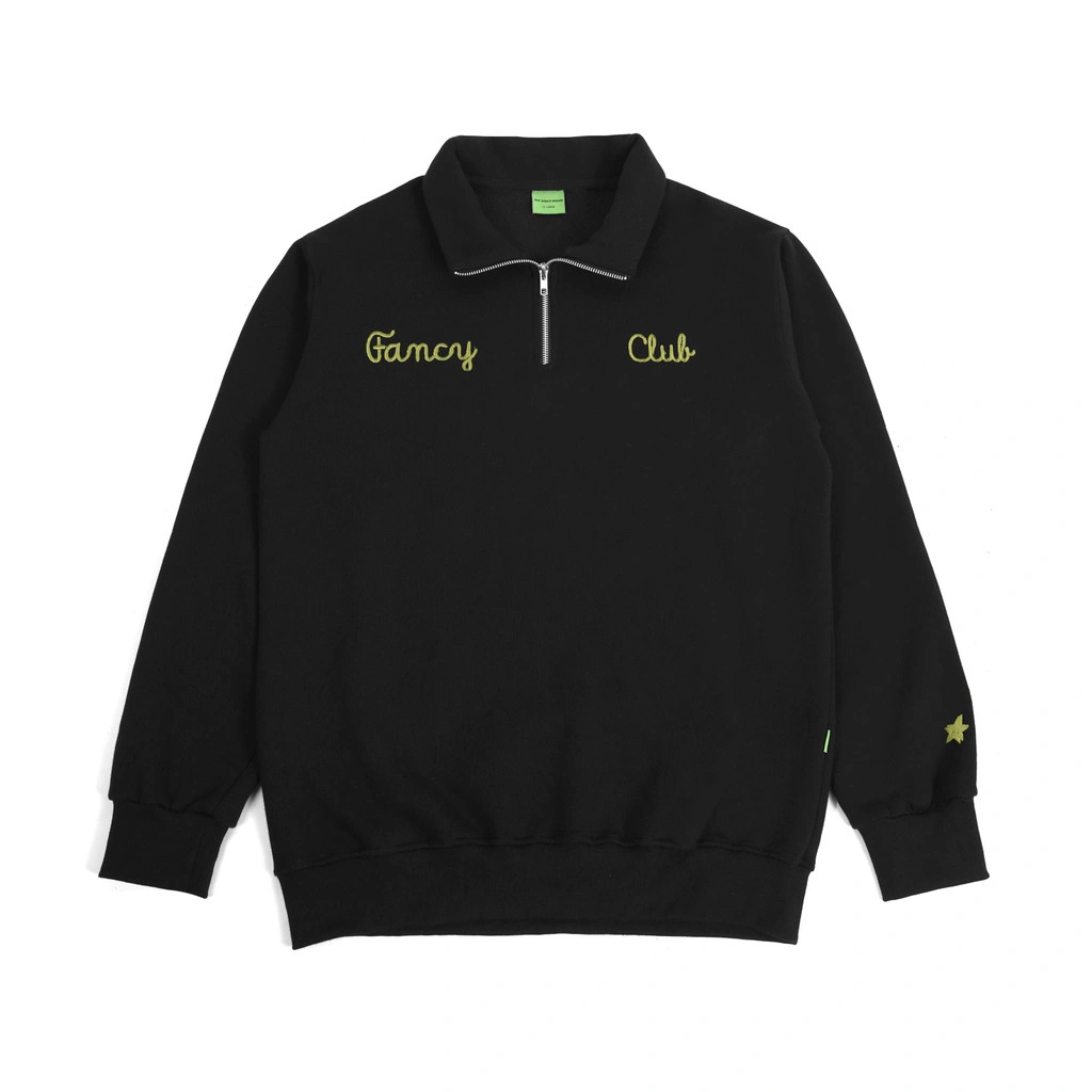 The Don's House FANCYZIP BLACK - Sweater Crewneck Switer Halfzip Motif Sablon Pria Wanita Fleece Teb