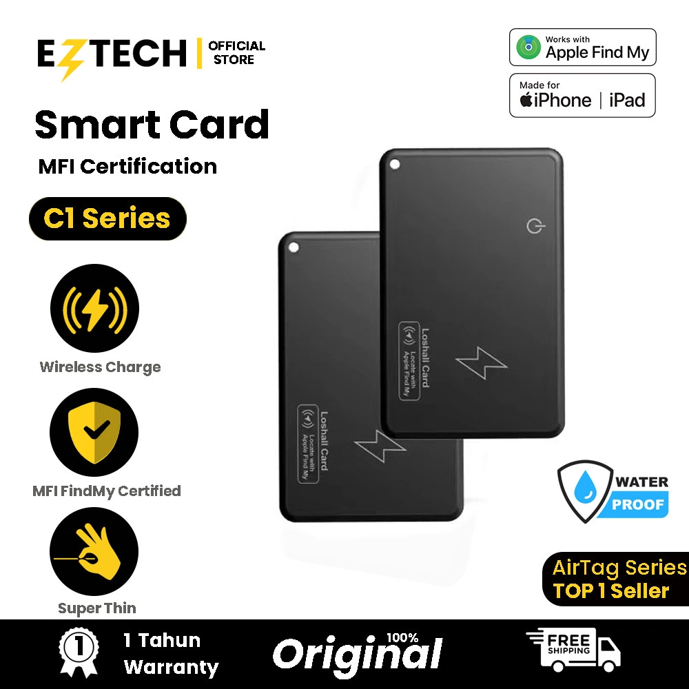 EZTECH Smart Tag Kartu C1 Card GPS Locator Bluetooth iOS Support Only Ultra Thin WaterProof  IP44| Smart Tracker | Pelacak Lokasi GPS | Air Tag | AirTag  FInd My[ EZTECH]