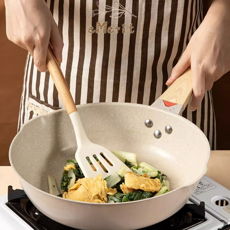 Tifale Silicone Utensil Spatula / Spatula Silicon / Utensile Turner / Sutil Silikon Tahan Panas / Silicone Spatula With Wooden Handle