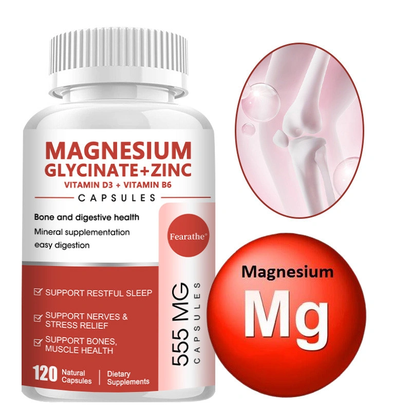 Magnesium Glycinate Capsules+Zinc,VitaminD3,B6 for Bone & Digestive Health Support Nerves Funtion Stress Relife Improve Sleep Quality 120pcs untuk Kesehatan Tulang & Pencernaan Mendukung Fungsi Saraf Pereda Stres Meningkatkan Kualitas Tidur