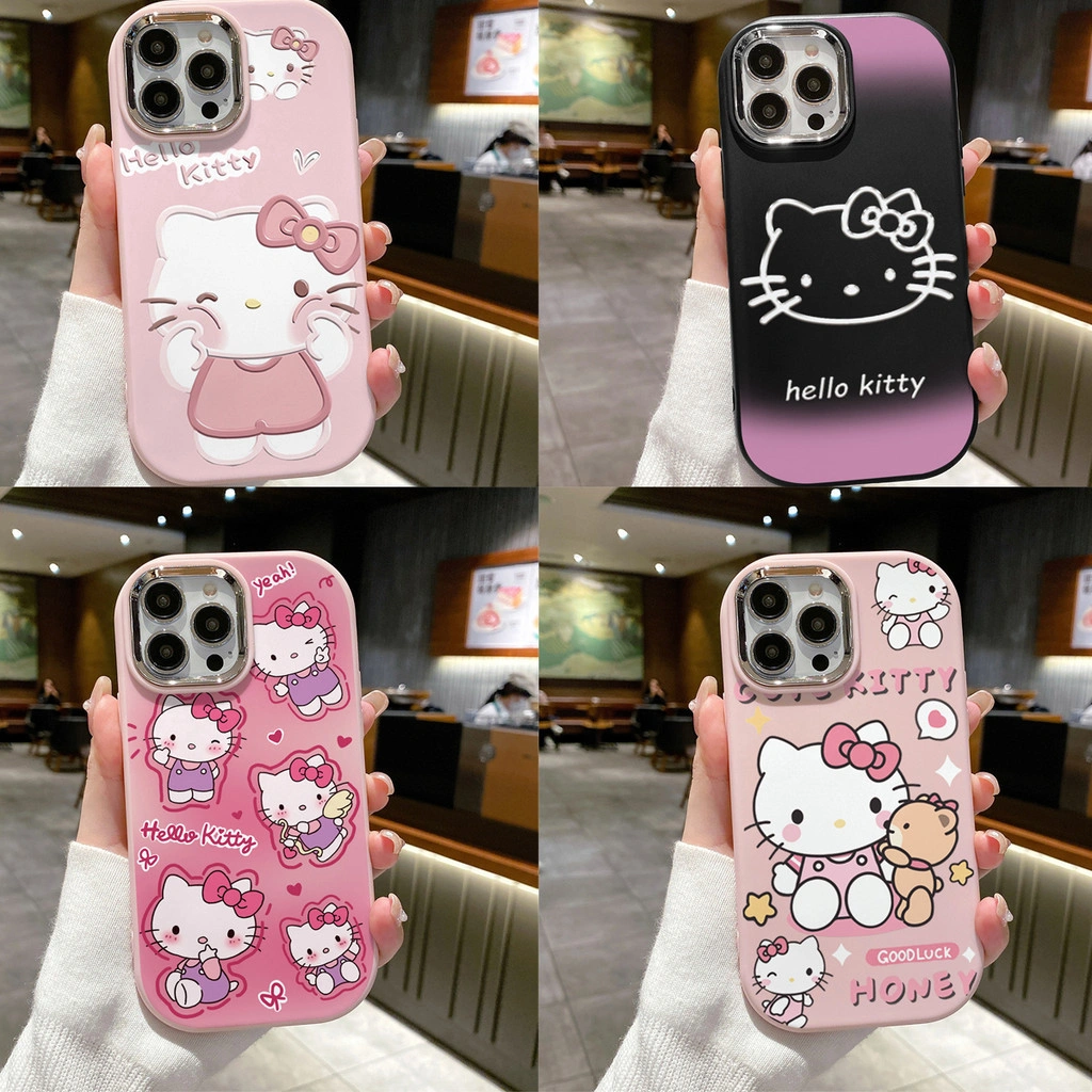 Case Redmi 9A 12C 10C 9T 10 Prime 10X 9c NFC 9i 9AT 12 A1 A2 A1+ A2+ 10A 11A 9 Power Redmi Note 13 12 10 11 11S 9 8 9S 10S 12S PRO MAX 11SE POCO C50 C51 C55 X5 C40 X3 GT Sweet Hello Kitty Coal Ball Luxury Lensa Logam Plat Mewah Silicone Case