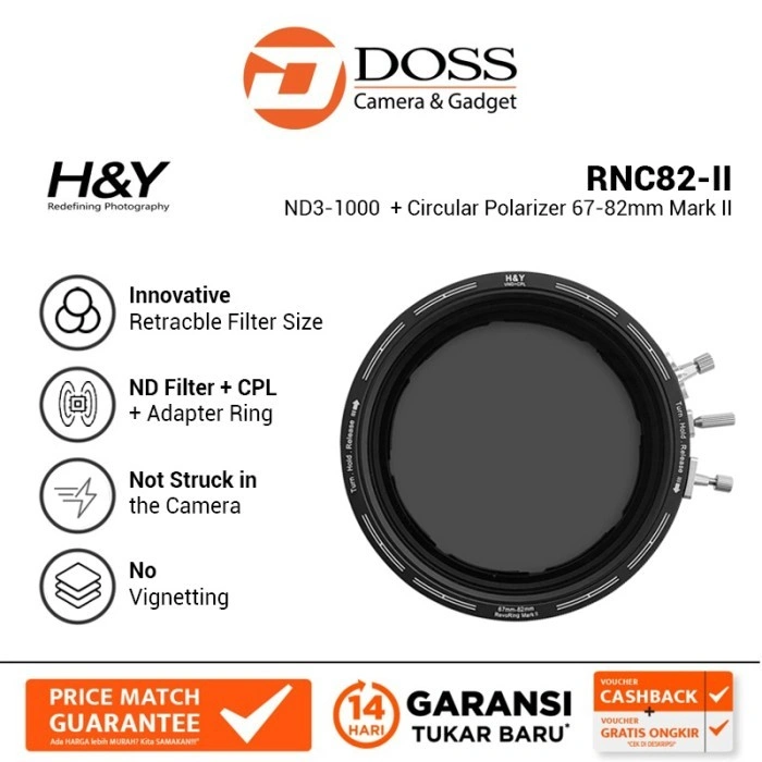 H&Y RNC82 Mark II REVORING Variable ND3-1000 + Circular Polarizer 67-82mm