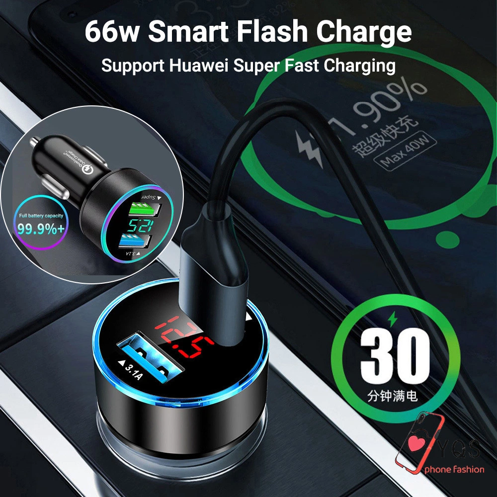 Car Charger Colokan Charger Mobil Dual Ports 3.1A 12V-24V With Digital LED Charger Mobil Car Adapte 2-Port USB