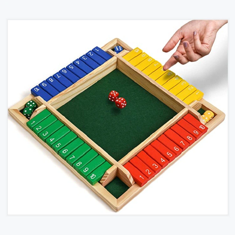 4 Sisi Papan Permainan Dadu 4 Warna Mainan Board Game Dadu Shut the Box 10 Nomor Untuk Party Bar Props
