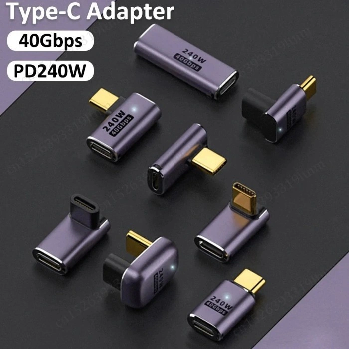 USB Type C 4.0 High Grade 240 W Adapter Adaptor Converter High Speed 40 Gbps Thunderbolt 4 Power Delivery Fast Charging Laptop Tablet Smartphone - Long L M To F