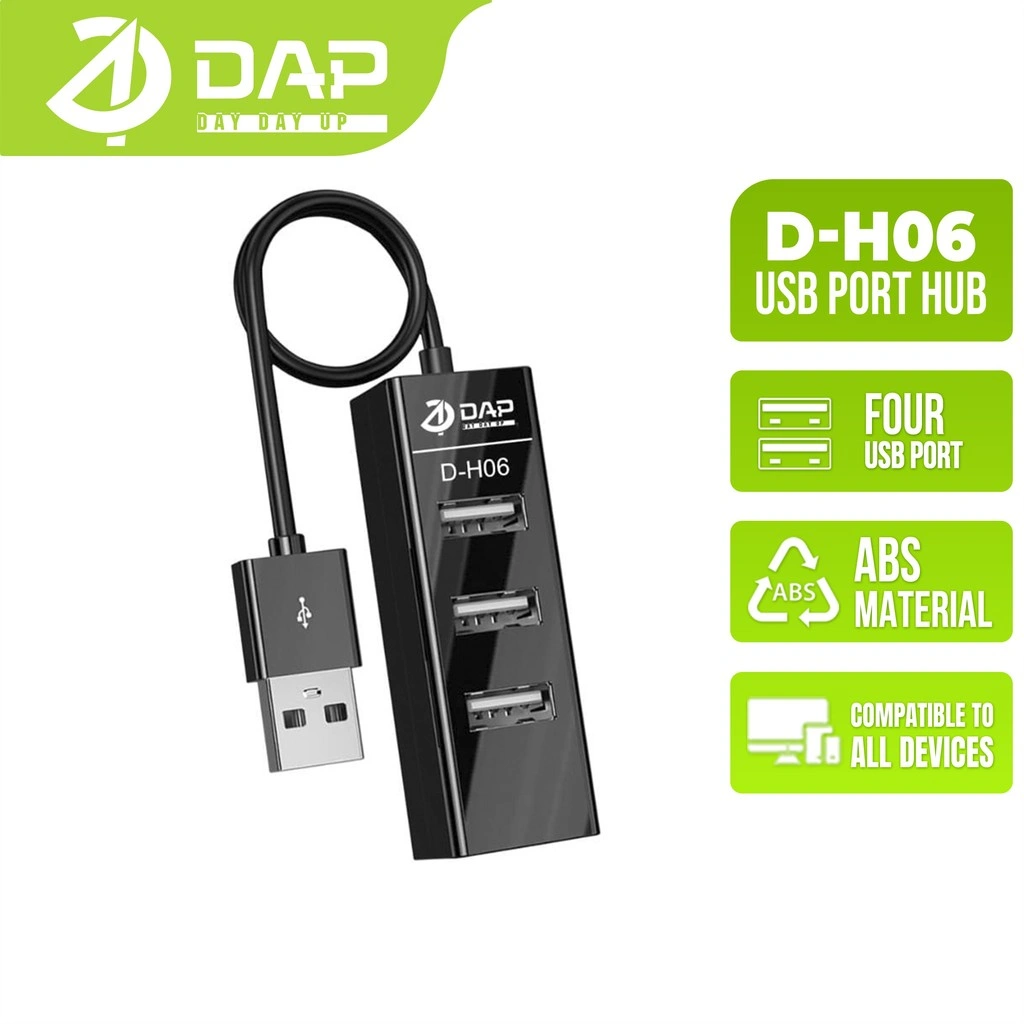 DAP D-H06 USB HUB 4 Ports USB 2.4A Length 100cm Smart Charging Distributor