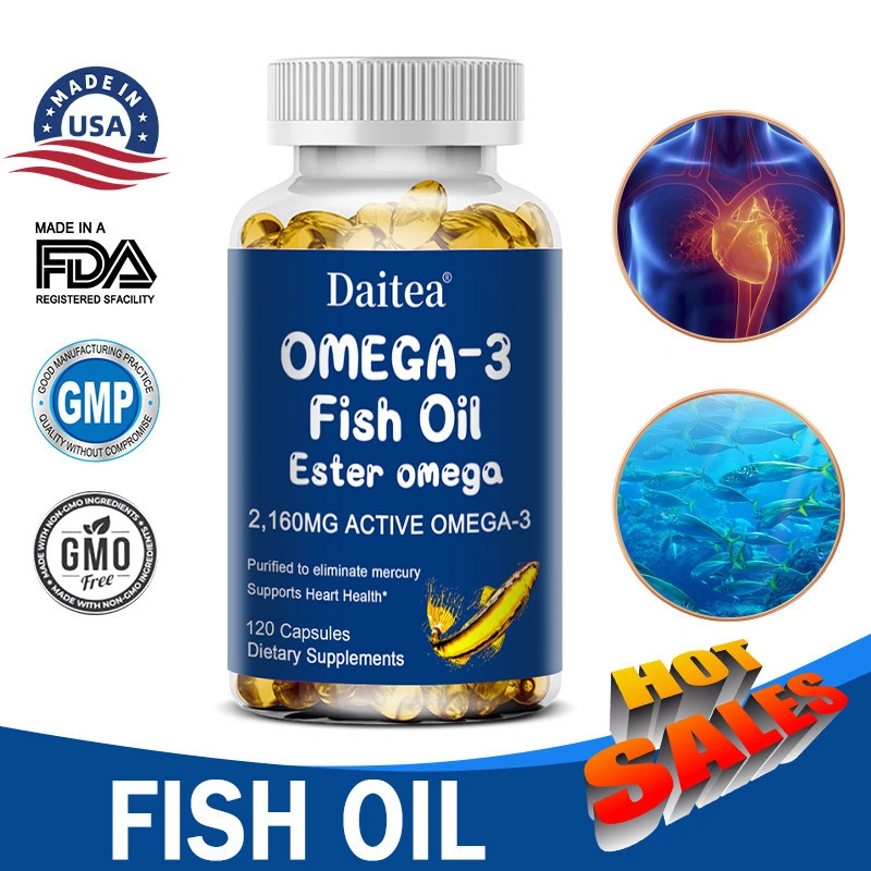 Omega 3 Fish Oil Supplement Supports Brain and Heart Health, Omega 3 Fatty Acids Supplement with DHA 120 Capsules