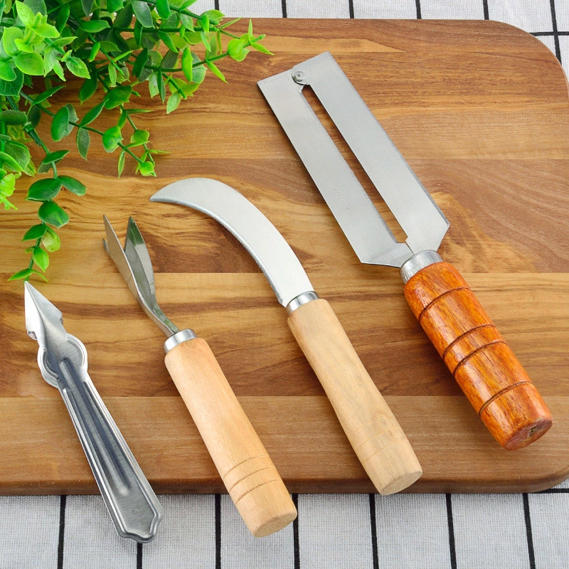 【Ready】4pcs Penjepit Kupas Mata Nanas Stainless Steel Pisau Peeler Pemotong Nanas Alat Capit Nenas Stainless Pencabut Mata Nanas

