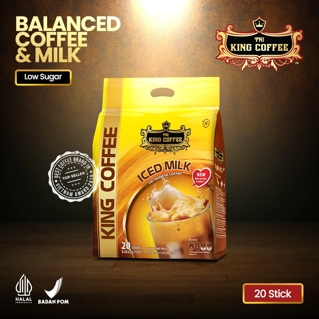 KOPI SUSU ROBUSTA INSTAN IMPORT VIETNAM KING COFFEE  ICED MILK 20 STIK