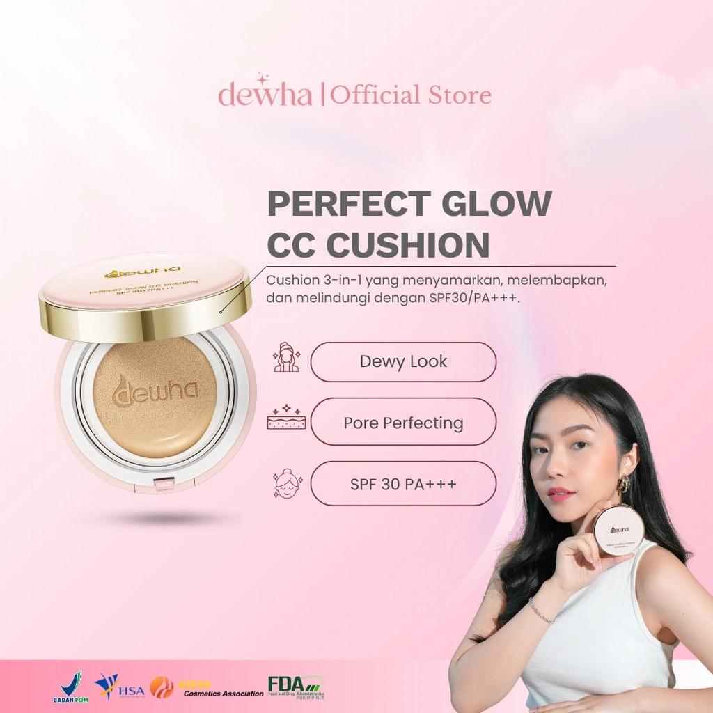 Dewha Perfect Glow CC Cushion SPF30/PA+++ 10gr Makeup Tahan Lama Hasil Glowing Tekstur Ringan