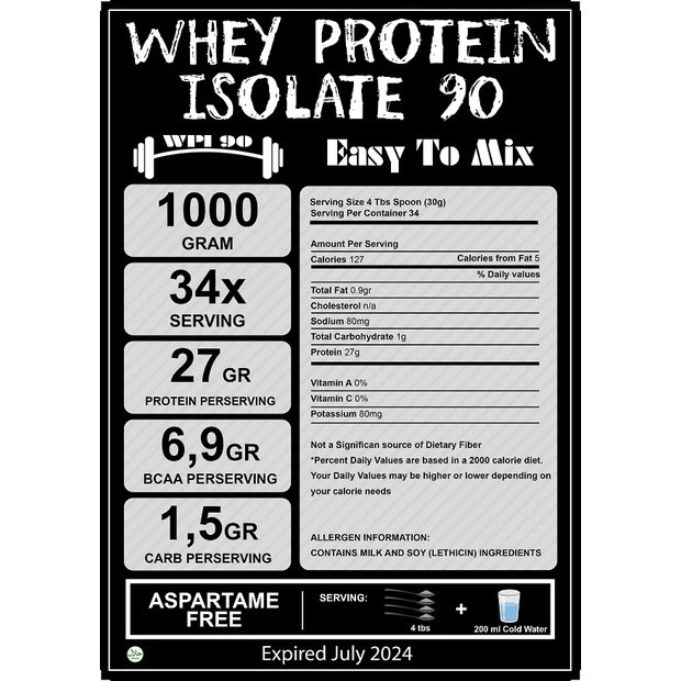a beli 3 gratis 1 WPI 90 Whey Protein Isolate 90 1KG / wpi susu protein / fitness / ketogenic / diet debm Rasa Coklat