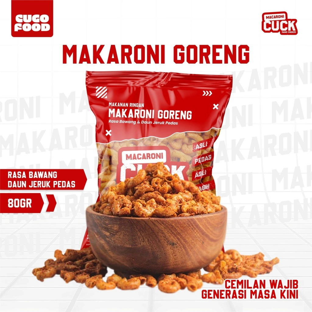 Macaroni Cuck Makaroni Goreng Pedas Daun Jeruk Kemasan Reguler 80gr