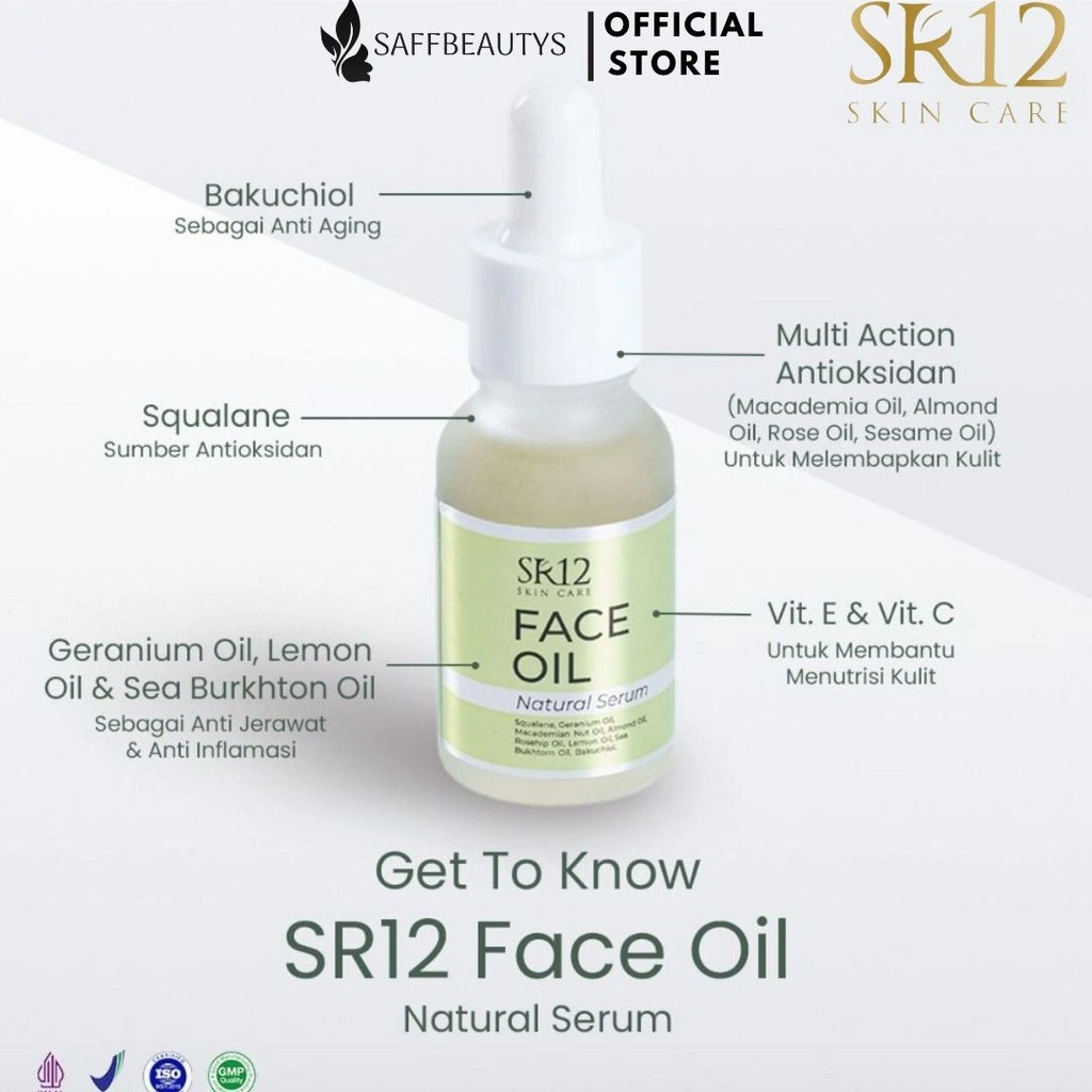 Face Oil Natural Serum SR12 Original 100% | BPOM | Menghilangkan kerutan wajah dan mencerahkan wajah