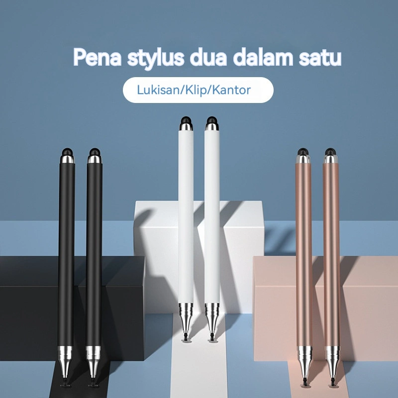 Dual Head Stylus Pen 2in1 Universal For iPad Android Phone Tablet All Device Touch Pen/Universal Capacitive Stylus Ujung Silikon & Kapasitif untuk Video Editing,Gambar, Kantor, Edit Foto, Compatible dengan HP