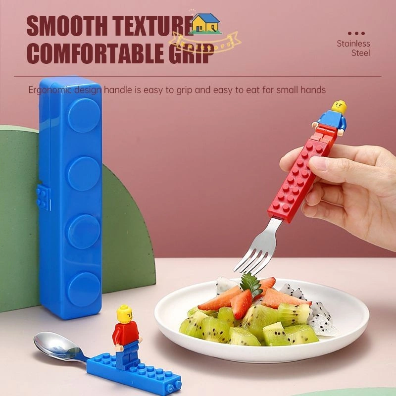 Sendok Garpu Set Anak Motif Lego / Alat Makan Anak Lego  Knitterr